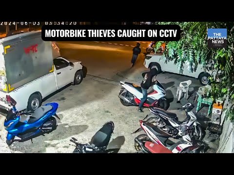 Motorbike thieves strike twice in one night at the same apartment building in Pattaya.