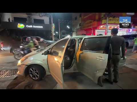 Thai man apprehended after crashing into multiple vehicles and causing a scene in Pattaya.